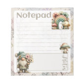 Bloc-note Pastel Gnome & Mushroom – Floral Spring Design (Devant)