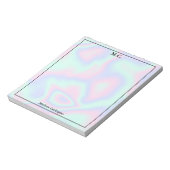 Bloc-note Pastel Holographique Texture Monogramme Initiales (Tourné)