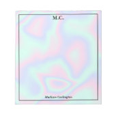 Bloc-note Pastel Holographique Texture Monogramme Initiales (Devant)