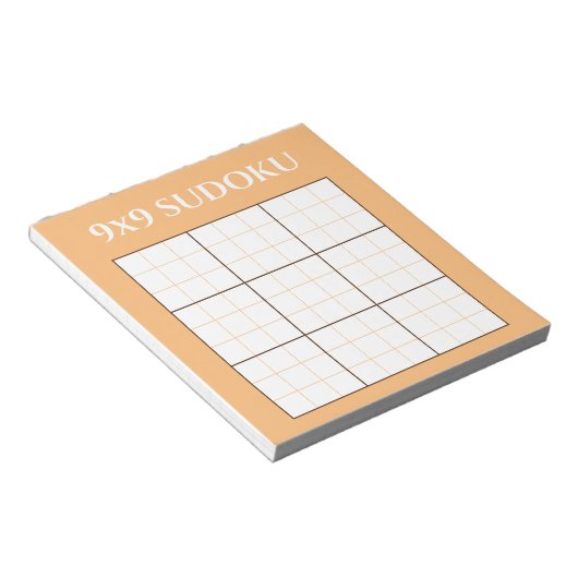 Bloc-note Pastel Orange 9 par 9 Modèle Sudoku (Incliné)