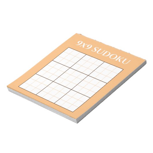 Bloc-note Pastel Orange 9 par 9 Modèle Sudoku (Tourné)