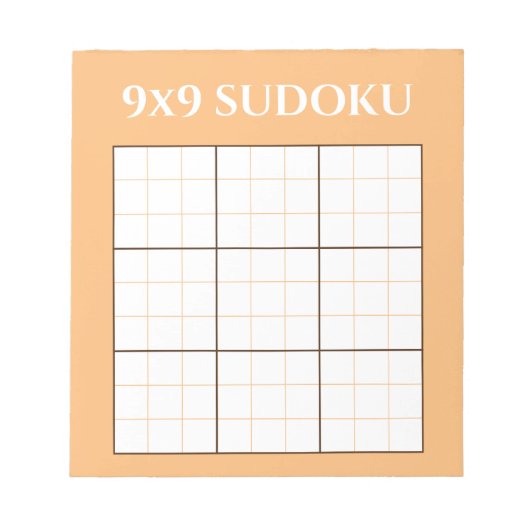 Bloc-note Pastel Orange 9 par 9 Modèle Sudoku (Devant)