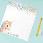 Bloc-note Pastel Parties scintillant Floral Baby Unicorn<br><div class="desc">Pastel Parties scintillant Floral Baby Unicorn Bloc-notes,  Nom personnalisé</div>