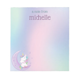 Bloc-note Pastel personnalisé Rainbow Unicorn