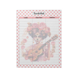 Bloc-note Pastel Pink Crâne de sucre Planificateur de repas