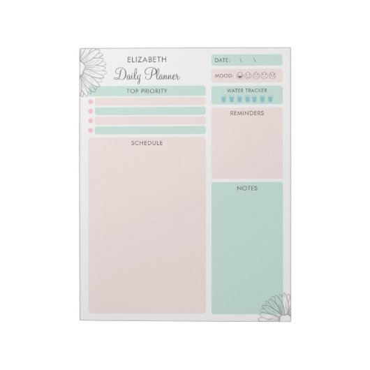 Bloc-note Pastel Pink Green Custom To Do List Daily Planner (Tourné)