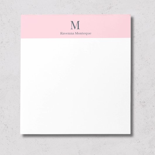 Bloc-note Pastel Pink Minimal Personalized Name