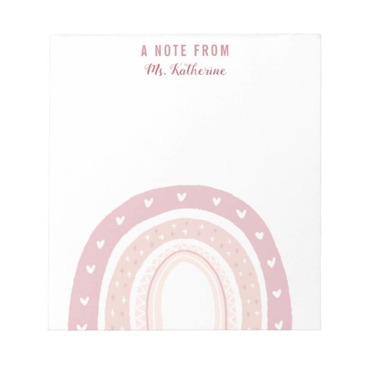 Bloc-note Pastel Pink Rainbow Boho (Devant)