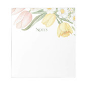 Bloc-note Pastel Pink Tulips Daffodils Spring Floral Notepad (Devant)