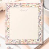Bloc-note Pastel Plaid Floral Notepad with Personalization