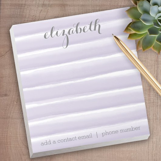 Bloc-note Pastel Purple & Grey Stripes Bureau pour femmes