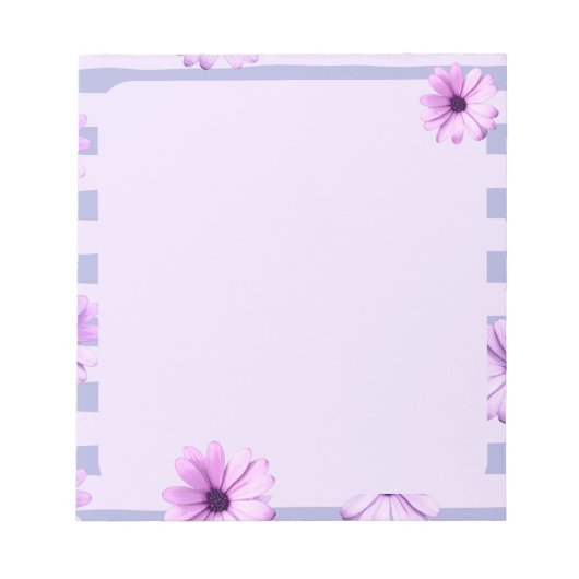Bloc-note Pastel rayures motif avec marguerites (Devant)