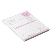Bloc-note Pastel rose avec logo féminin facture d'entreprise (Incliné)
