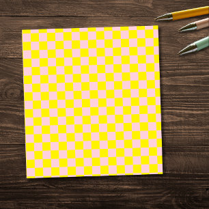 Bloc-note Pastel Rose Jaune À damiers damier Vintage