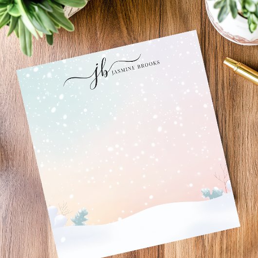 Bloc-note Pastel Snowfall Winter Scène personnalisée