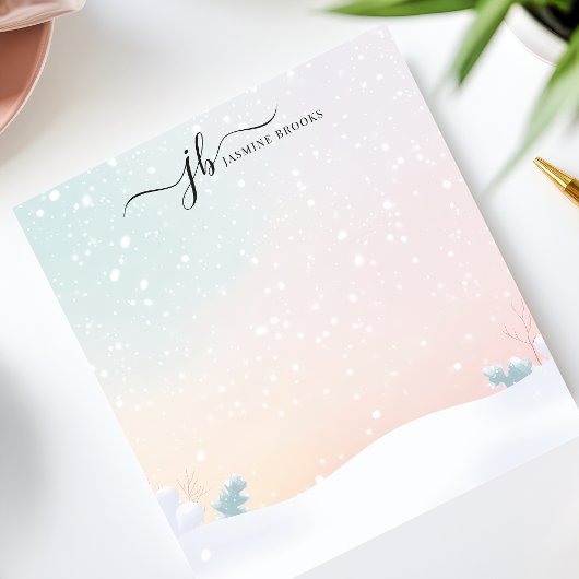 Bloc-note Pastel Snowfall Winter Scène personnalisée