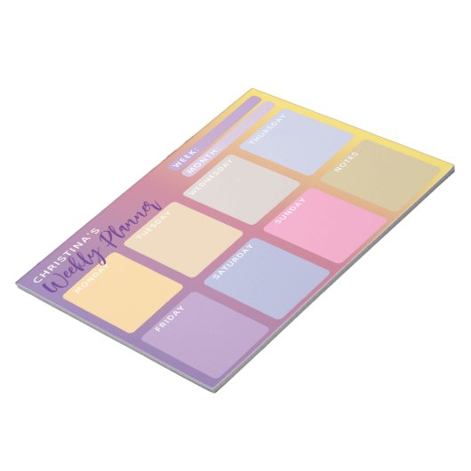 Bloc-note Pastel violet rose jaune dégradé Planificateur heb (Incliné)