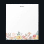 Bloc-note Pastel Watercolor Fall Floral Garland Personalized<br><div class="desc">Fall theme floral notepad featuring watercolor illustrations of pastel yellow,  blush and pink flowers.  This autumn floral notepad will be perfect as a personalized gift. Personalize by adding a name or short phrase.</div>