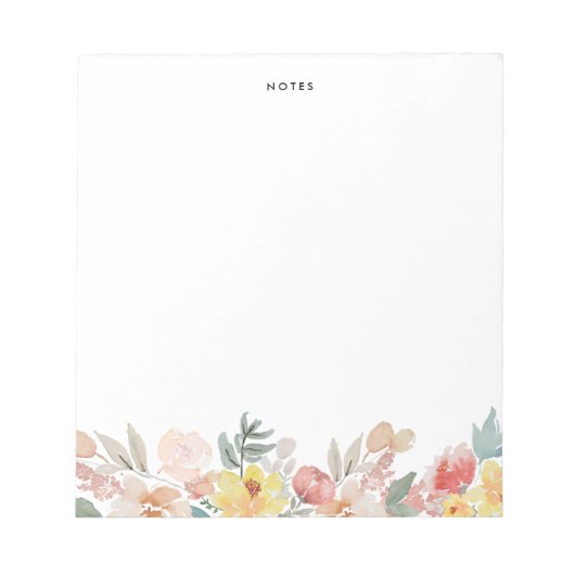 Bloc-note Pastel Watercolor Fall Floral Garland Personalized (Devant)