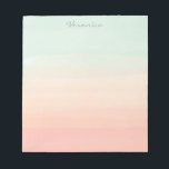 Bloc-note Pastel Watercolor Stripes Green Peach Personnalisé<br><div class="desc">Cet élégant bloc-notes en papeterie personnalisée présente de belles rayures abstraites d'aquarelle dans des tons pastel de verre de mer et de corail pêche. Personnalisez-le avec votre nom en écriture manuscrite. Super idée cadeau.</div>