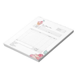 Bloc-note Pastry Cupcake Bakery Order Form Invoice Notepad