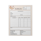 Bloc-note Pastry Cupcake Bakery Sales Form Receipt Invoice (Tourné)