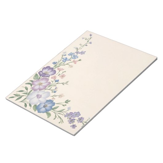 Bloc-note Pâte violet, blanc & bleu Botanique Flore Imprimer (Incliné)