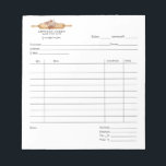 Bloc-note Pâtisserie Baker Chef Aquarelle Cuisine Panier<br><div class="desc">Plaque de facture de boulangerie à broches à rouleaux florales en aquarelle et type de script. "Fabriqué avec amour" en disant :</div>