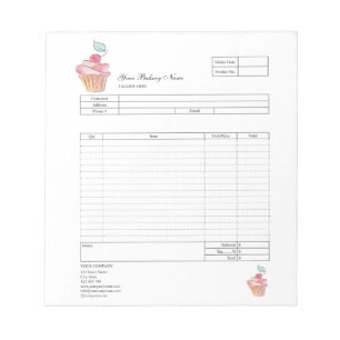 Bloc-note Pâtisserie Cupcake Boulangerie Bon de commande Fac