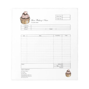 Bloc-note Pâtisserie Cupcake Boulangerie Bon de commande Fac