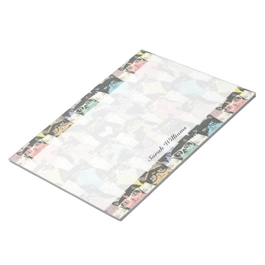 Bloc-note Patters de Cute Hipster Cats (Incliné)