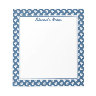 Bloc-note Pattes Blanches Sur Fond Bleu Avec Texte Personnal
