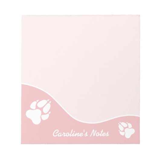 Bloc-note Pattes de chien blanches sur fond rose avec titre (Devant)