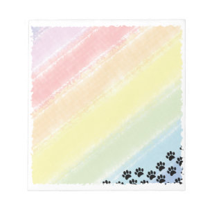 Bloc-note Pattes de chiot noir pastel arc-en-ciel aquarelle