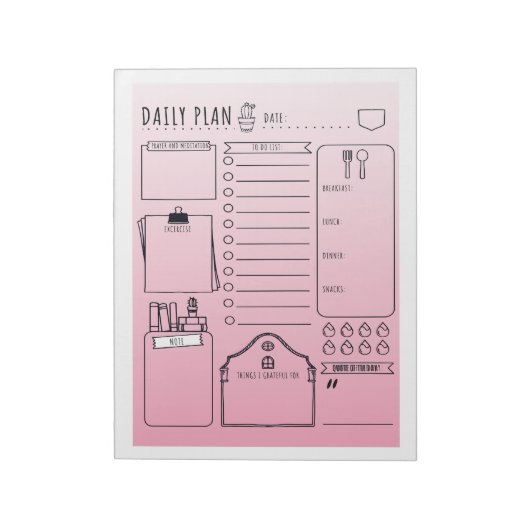 Bloc-note Pavé de notes du planificateur quotidien (Tourné)