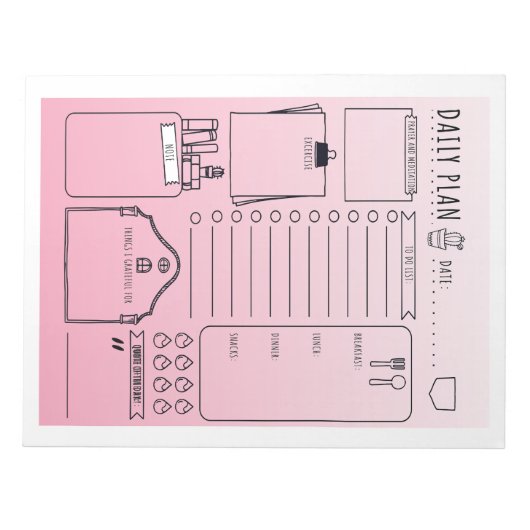 Bloc-note Pavé de notes du planificateur quotidien (Devant)