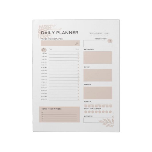 Bloc-note Pavé de notes du planificateur quotidien (Tourné)