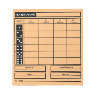 Bloc-note pavé de score bunco