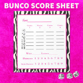 Bloc-note pavé de score bunco - design zèbre