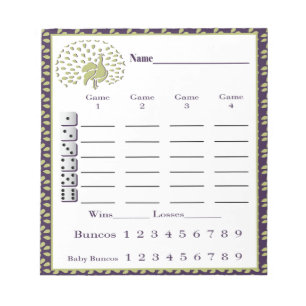 Bloc-note pavé de score bunco - feuille de score bunco - pao