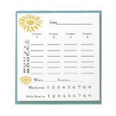 Bloc-note pavé de score bunco - tournesols (Devant)