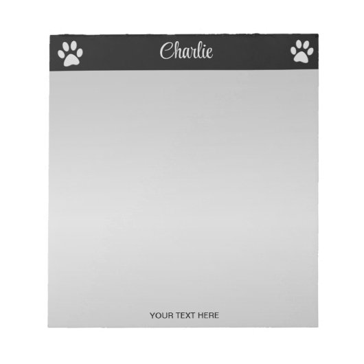 Bloc-note Paw Chien Argent sur arrière - plan noir (Devant)