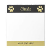 Bloc-note Paw chien brillant or sur arrière - plan noir (Devant)