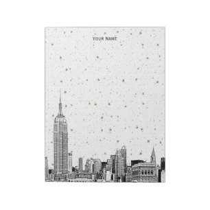 Bloc-note Paysage de NYC 01 Gravure DIY Fond Coloré Ciel Éto