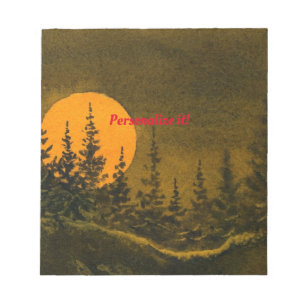 Bloc-note Paysage nocturne; chasse ou moisson lune