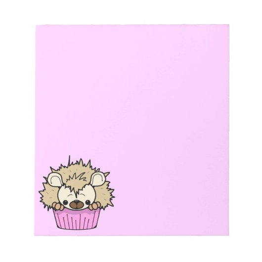 BLOC-NOTE PCH MIGNON DESSIN ANIMÉ PASTEL ROSE HÉRISSON CUPCA (Devant)