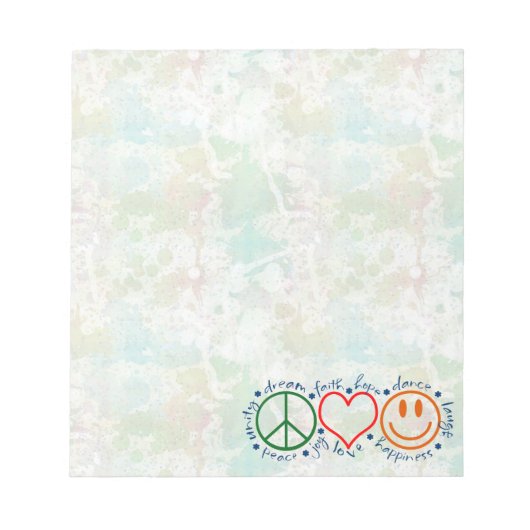 Bloc-note Peace Love Smile (Devant)