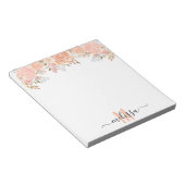 Bloc-note Peach Aquarelle Florale Monogramme (Incliné)