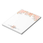 Bloc-note Peach Aquarelle Florale Monogramme (Tourné)