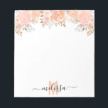 Bloc-note Peach Aquarelle Florale Monogramme<br><div class="desc">Cette conception peut être personnalisée dans la zone fournie en modifiant la photo et/ou le texte. Vous pouvez également le customiser en cliquant sur Personnaliser ce Modèle, puis en choisissant l'option cliquer pour customiser et supprimer ou modifier la couleur de l'arrière - plan, ajouter du texte, modifier la couleur ou...</div>